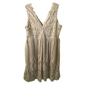 K Jordon XL White Lace Dress Sleeveless V-Neck Boho Bridal Rehearsal Graduation